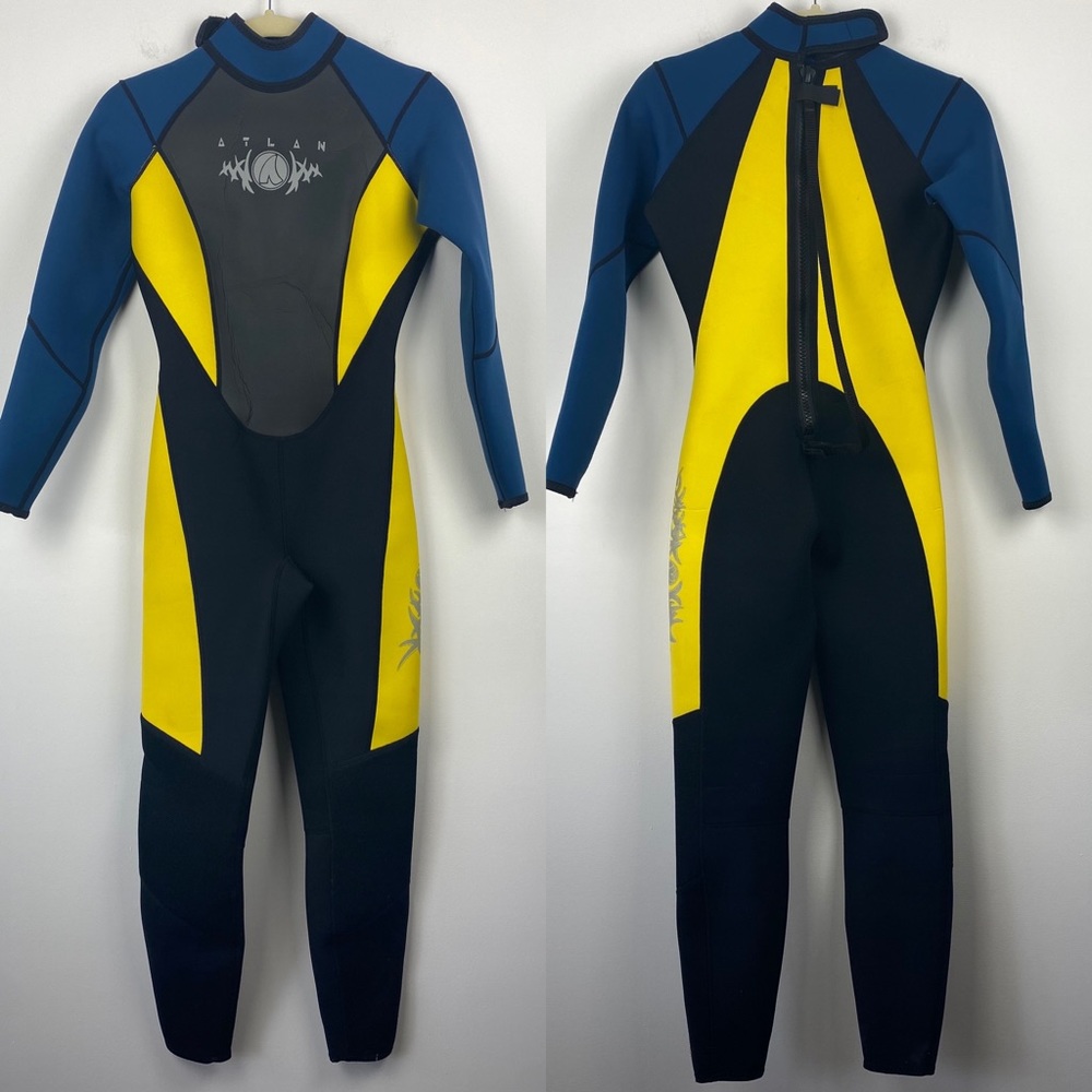 ATLAN Women's Black Yellow Cold Water Full Wetsuit 3/2mm Size Medium Long W-ML